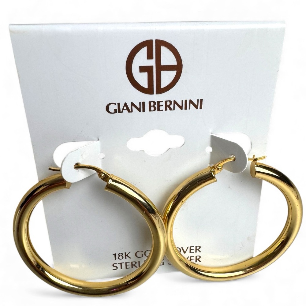 Giani Bernini 18K Gold-Plated Over Sterling Silver Hoops Lightweight NWT